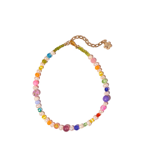 Pearl Rainbow Gemstone Necklace
