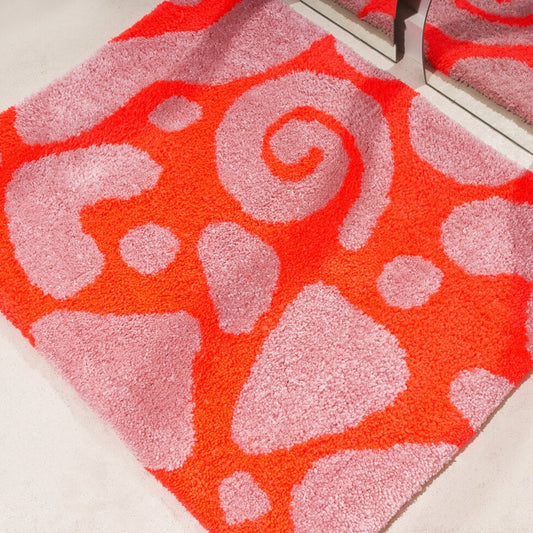 Red Hot Squiggle and Wiggle Rug