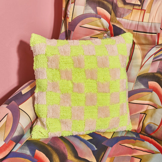 Neon Check Pillow
