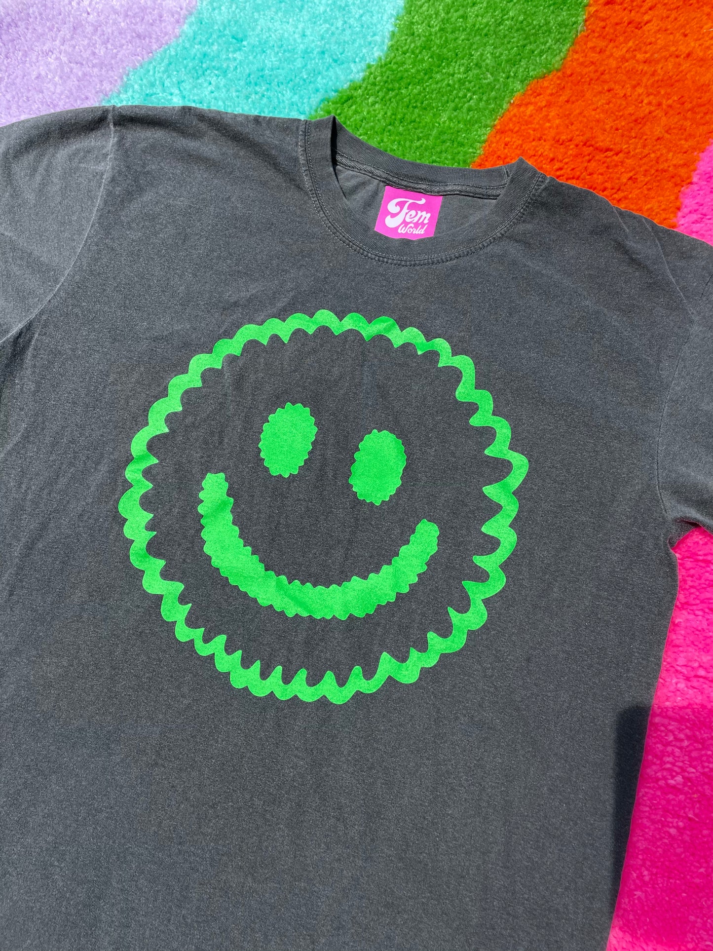Tufted Happy Screen Printed T-Shirt